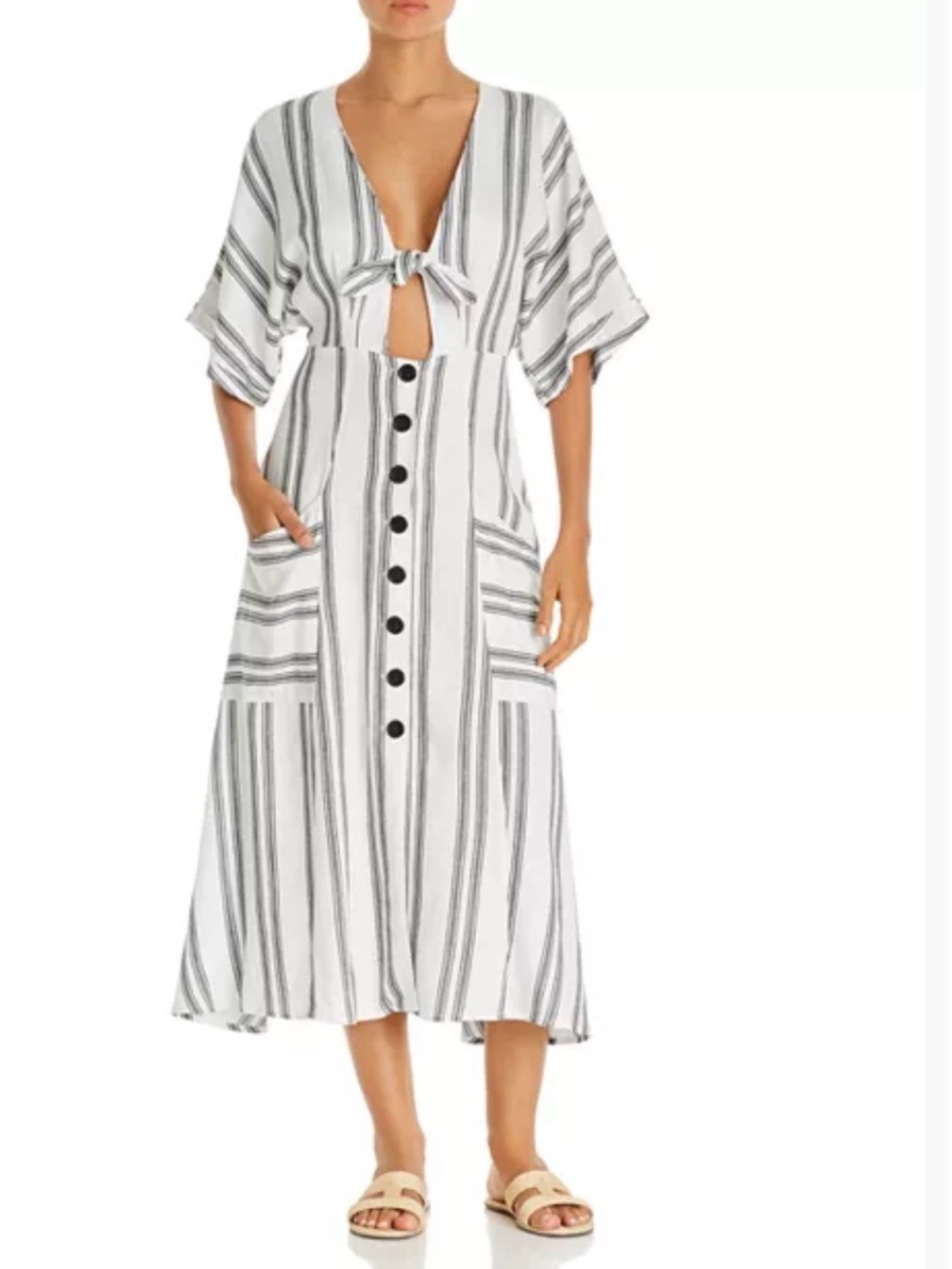 Dolce Vita linen blend Scorpion Striped Dress Swim Cover-Up size S